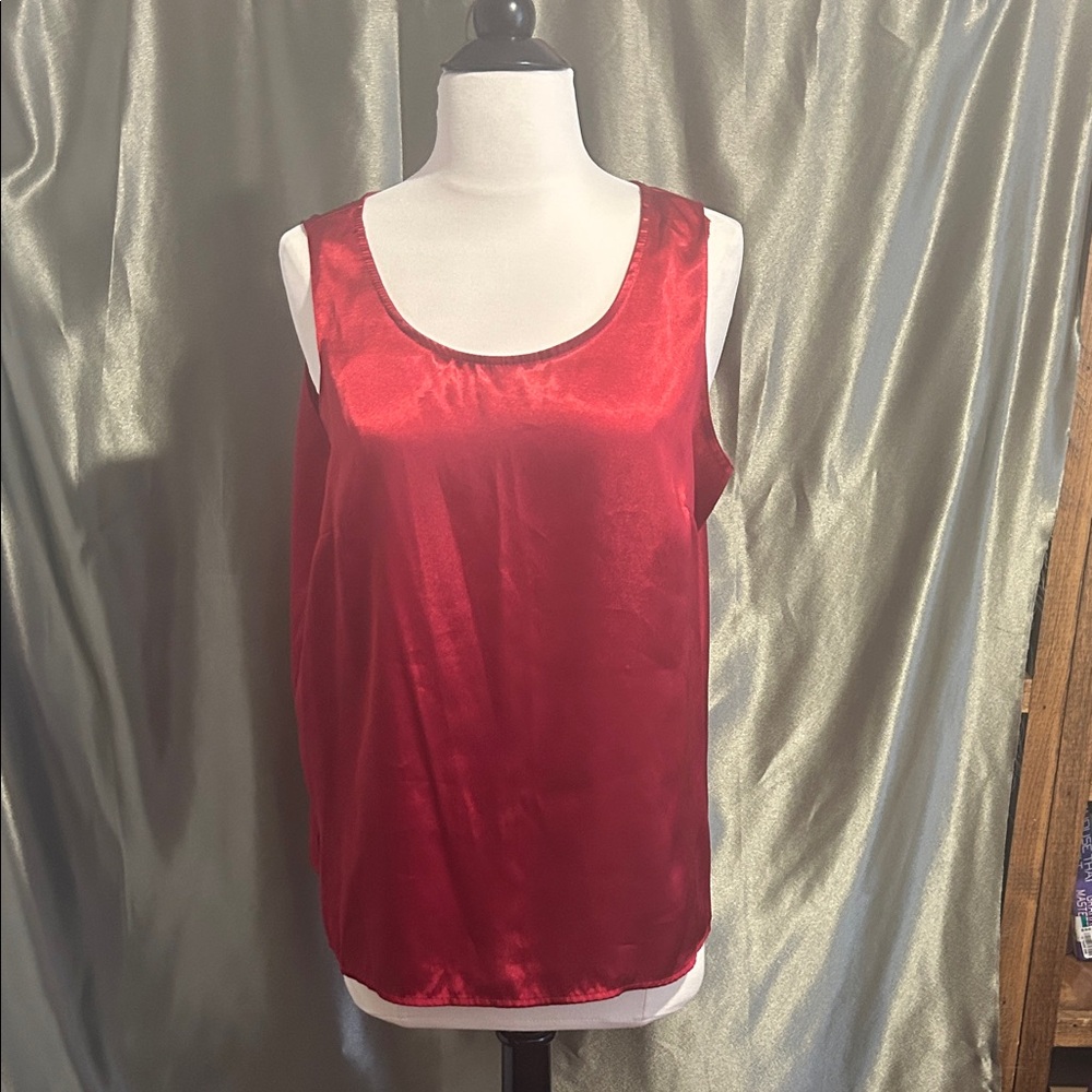 Basic Editions Scarlet Satin Tank Top